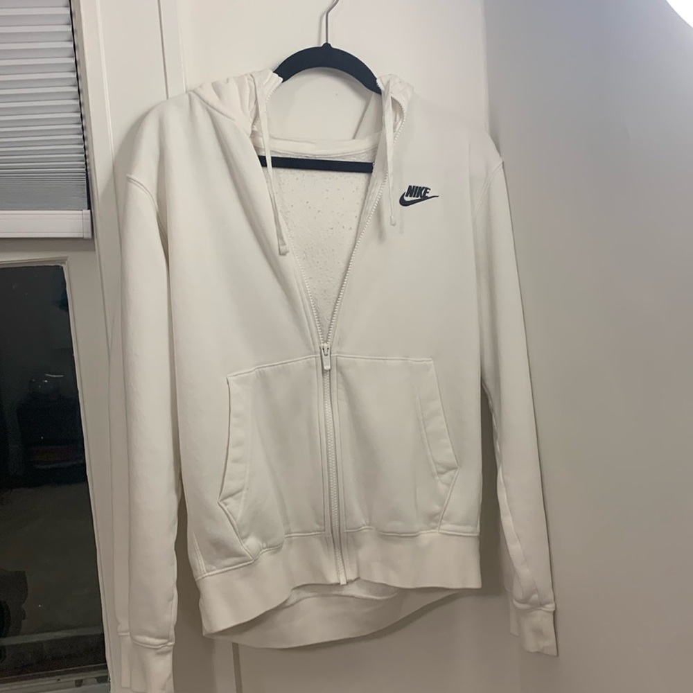 Nike white zip up hoodie